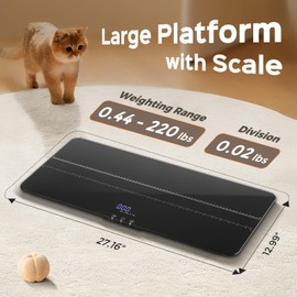Bonvoisin Pet Scale 220lb x 0.02lb, Dog Scale for Medium Dogs with Rubber Mat 27.1” x 12.9”, Animal Scales for Weighing, Veterinary Scale with 3 Weight Units