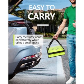 BATTIFE [4 Pack] 28 Inch Collapsible Traffic Cones, Lime Green Safety Cones, Pop-up Cones with Reflective Collar, for Driving Practice,Road Parking (Green)