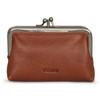 Genuine Leather Triple Frame Aubrey Purse by Yoshi (Brown)