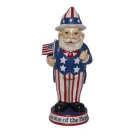 Alpine Corporation 12" H Uncle Sam Gnome of The Brave Indoor/Outdoor Garden Gnome Statue, Red/White/Blue