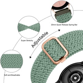 Compatible with 20mm 22mm Watch Bands Quick Release Replacement Wristband, Adjustable Stretchy Braided Bands Replacement Straps for Women Men (Starlight/Pink Sand/Sage Green, 20mm)