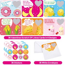 Fancy Land Valentines Day Cards Scratch-Off Jokes for Kids Classroom Exchange 36 Pack