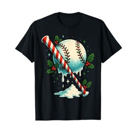 Baseball Cane Candy Bat Winter Holiday Artwork T-Shirt