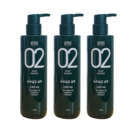 Amos 02 Green Tea Realistic Shampoo Refreshing Type (Fresh) 500g 3pcs / 아모스 02 녹차실감 샴푸 산뜻한타입(프레시) 500g 3개