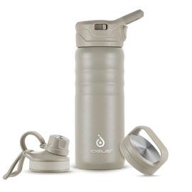 IDEUS Vacuum Insulated Water Bottle, 18 oz Stainless Steel Water Bottles with Straw, Chug and Spout Lid, Reusable Metal Water Bottle Leak Proof Gym Water Bottle, BPA-Free(Celadon)