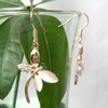 Navachi 18k Gold Plated Multicolor Crystal Created-Opal Dragonfly Dangle Earrings,