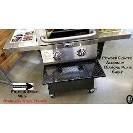 Fits Cuisinart 2 Burner BBQ Grill Powder Coated Diamond plate Folding Shelf