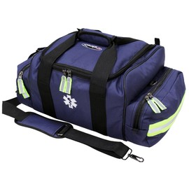 Kemp USA Maxi Trauma Bag - Large First Aid Kit for EMT First Responders - Water Resistant 600D Nylon - Buckle Closure with Adjustable Strap & Reflective Trim - Navy Blue