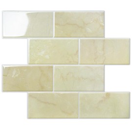 STICKGOO 10-Sheet Subway Tile Peel and Stick Backsplash, Self Adhesive Vinyl Wall Tiles, Stick on Backsplash for Kitchen and Bathroom(Thicker Design)