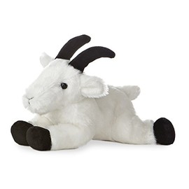 Aurora® Adorable Mini Flopsie™ Rocky Mountain Goat™ Stuffed Animal - Playful Ease - Timeless Companions - White 8 Inches
