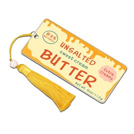 Funny Butter Bookmark Metal Tag Unsalted Sweet Cream Butter Novelty Gift for Book Lovers, Smooth as Butter Reading Accessory, Creative Gift for Students Friends Gratitude Book Club Library Gag Item