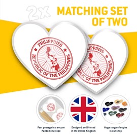 2 x 7.5cm Heart Stickers - Republic of The Philippines Travel Map Decals 4730