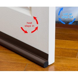 Draft Excluder for Doors, Door Draft Stopper Bottom One Sided Door Draft Blocker, 37" Cuttable Under Door Draft Blocker Insulator Door Seal Weather Stripping for Interior Front Doors, Grey