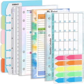 A6 Budget Planner Refill Paper, 87 Sheets Colorful 6-Ring Binder Expense Tracker Inner Page Financial Planner w/Binder Divider, Pouch, Ruler, Index Tab for Budgeting Book, Double-sided, 6.9x3.7"