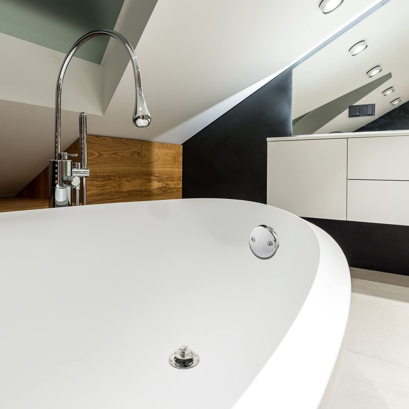 CalcMetal Dual Hole Bathtub Drain Overflow Plate with Two Matching