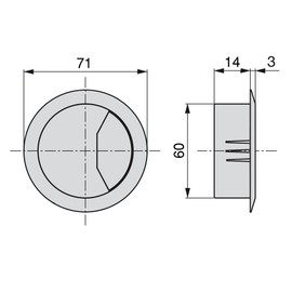 Emuca 3196317 Set of 20 round built-in grommets for table/desk/worktop 60mm diameter in black plastic