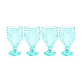 Fitz and Floyd Trestle Goblet Aqua Set of 4