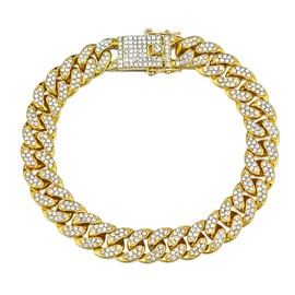 kelistom Cuban Link Iced Out Rhinestone Filled Chain Anklet, 18K Gold/White Gold Plated Punk Hip-hop Ankle Bracelets for Women