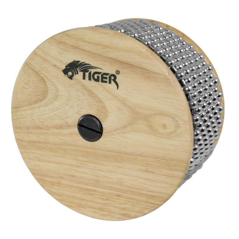 TIGER CAB14-NT Large Wooden Cabasa/Afuche - Steel Beads - Shaker