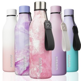 BJPKPK Insulated Water Bottles, 25 oz Stainless Steel Metal Water Bottle with Strap, BPA Free Leak Proof Thermos, Mugs, Flasks, Reusable Water Bottle for Sports & Travel, Blossom