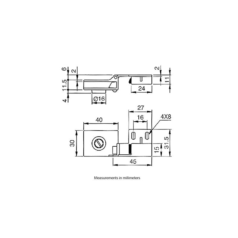 Inset Side-Mount Glass Door Hinge, Polished Brass