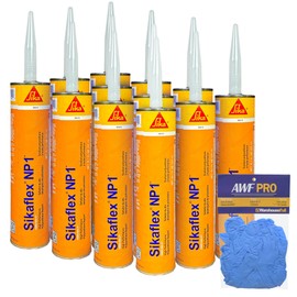 MasterSeal NP1 Stone 10.1oz Polyurethane Sealant- Pack of 12 with AWF PRO Gloves. One Component, Flexible, Non Sag, Elastomeric Acoustic Sealant