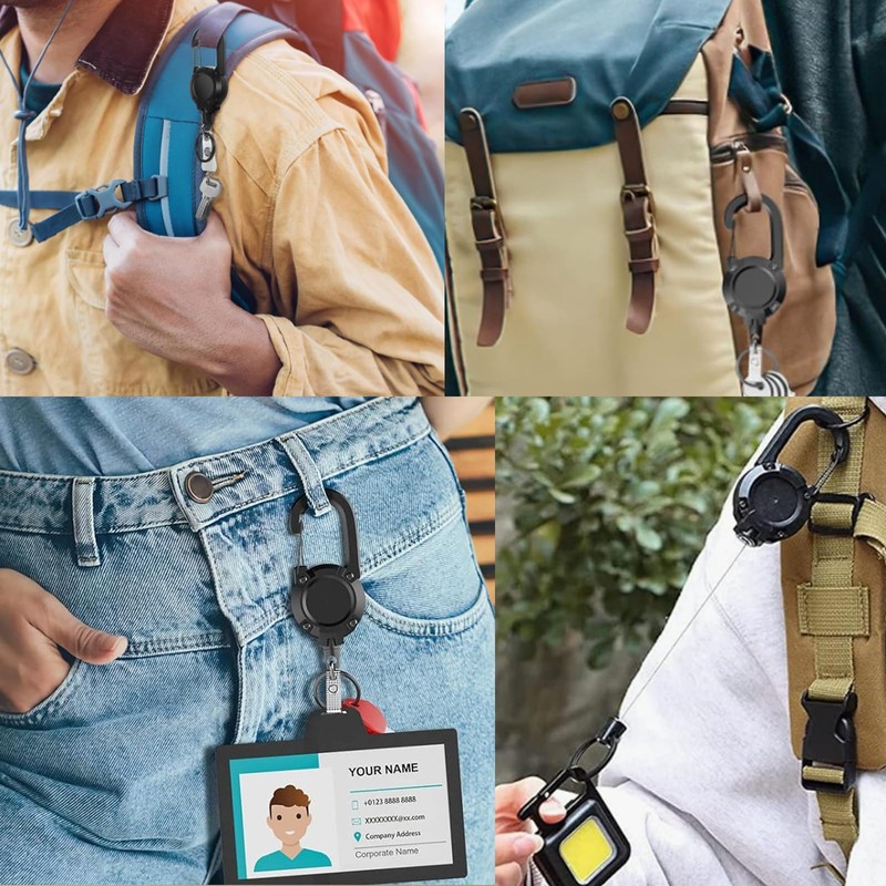 1 Pack Heavy Duty Retractable Keychain, Retractable Lanyard Id Badge