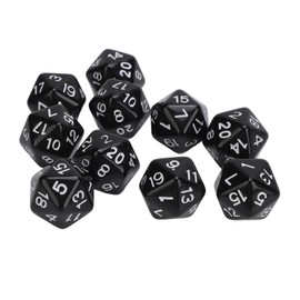 Polyhedral Dice Set, 10 Pieces D20 Polyhedral Dice, 20 Sided DND Dice, Plastic Lightweight Portable for Dungeons and Dragons, Table Games, Role Playing (Black)