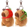 Ditucu 2 Pcs Capybara Plush Keychain Toys Kawaii Strawberry Turtle