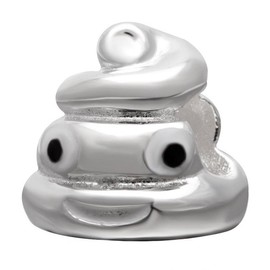 Beads R Us ® - Emoji Poop/Poo Charm/Bead in Genuine Solid Sterling Silver Hallmarked 925, Compatible with all European style Charm Bracelets and Necklaces.