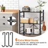 Himix Storage Shelves with 6 Hooks, 3 Tier Foldable Shelf