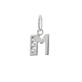 NKlaus letter M small pendant 925 sterling silver 8mm alphabet zirconia 9185