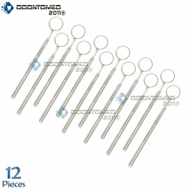 ODM 12 PCS DENTAL MOUTH MIRROR #5 w/HANDLE DENTAL INSTRUMENTS / STAINLESS STEEL