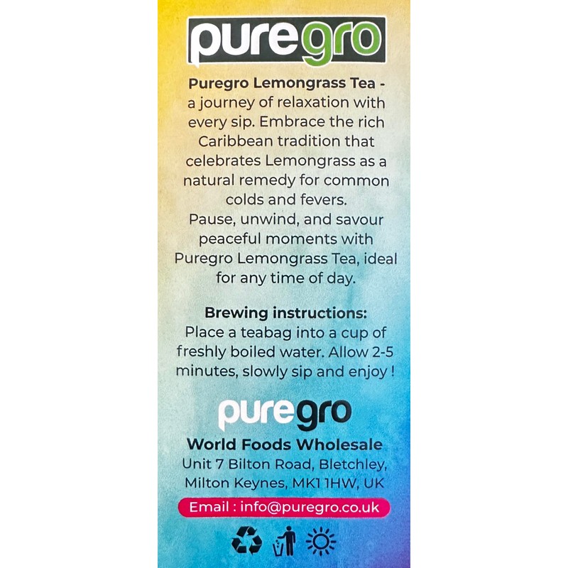 Puregro Lemongrass Tea 40g (20 Tea Bags) | PACK OF