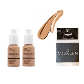 Phoera® Full Coverage Foundation Soft Matte Oil Control Concealer 30ml Flawless Cream Smooth Long Lasting (2 PCS SET) (F105 Sand 2 pcs SET)