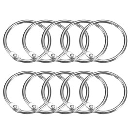 sourcing map Shower Curtain Rings, 12pcs - Carbon Steel Round Snap Shower Curtain Hooks, 1 Inch Loose Leaf Binder Rings for Shower Curtain Rods (Silver)