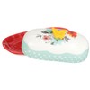 Floral Polka Dot Ceramic Butter Dish with Butterfly Knob, 6.4
