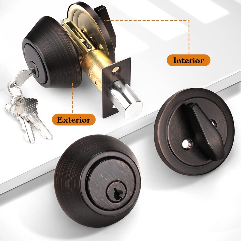 Probrico Keyed Alike Single Cylinder Deadbolts Oil Rubbed Bronze(Combo Packs),