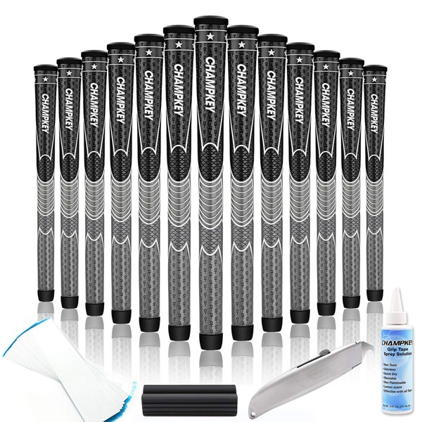 Champkey STP Comfortable Golf Grips Set of 13 - Choose Between 13 Grips with 15 Tapes and 13 Grips with All Repair Kits