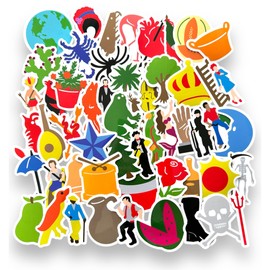 Calcomanías de Vinil de La Loteria Mexicana, Pegatinas de Cultura Mexicana, Resistentes al Agua, Juego de 54 Stickers, Estampas Decorativas para Botella de agua, Laptop (Contorno)