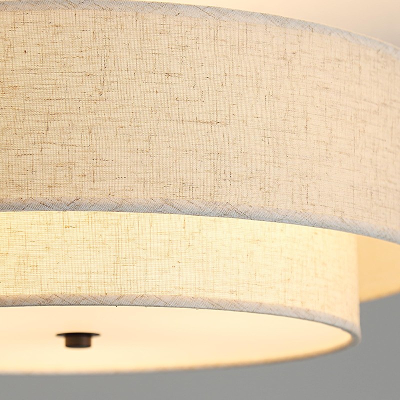 18" Semi Flush Mount Ceiling Light with Fabric Lampshade Modern