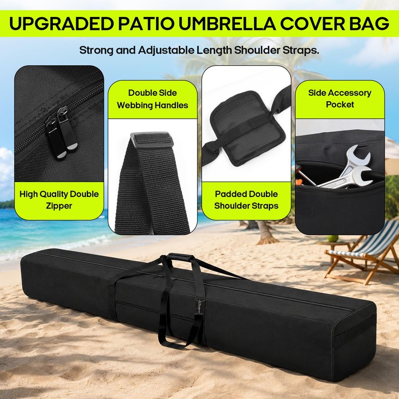 67'' Patio Beach Umbrella Storage Bag, 600D Pool Umbrella Sleeve