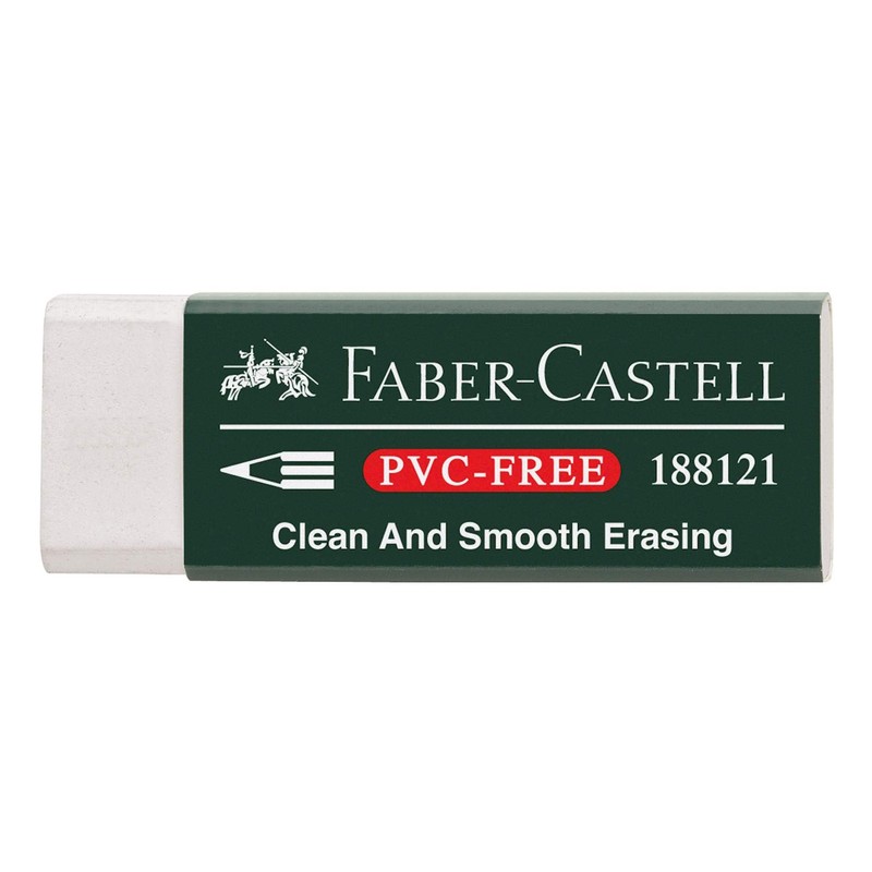 Faber-Castell 188121 Eraser 7081 N PVC-Free, Plastic (5 Erasers, White)