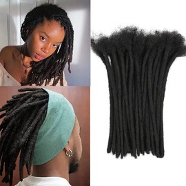 Luckroce Human Hair Loc Extensions Human Hair 10 Inches Dreadlock Extensions 0.6cm Loc Extension Human Hair 100Str Human Hair Locs For Women/Men/Kids (10 Inch,Natural Black)