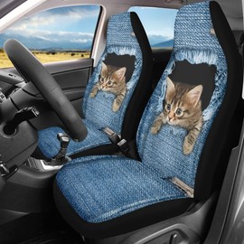 chaqlin Car Seat Cover Sets Retro Sunflower Front Seat Covers 2-Piece Car Seat Covers Fits Most Vehicles Cars, Saloons, Trucks, SUVs, Van Decor