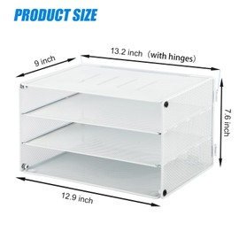 EASEPRES Paper Organizer Tray, 3 Tier Mesh Desk File Organizer Letter Sorter Holder for Home Office, White