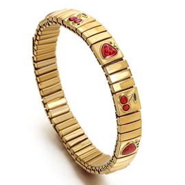 hotoo Charm Italian Bracelet for Women Cherry Pendant Bracelet Trendy Italian Bracelet Stainless Steel Jewelry For Party Christmas Birthday Gifts