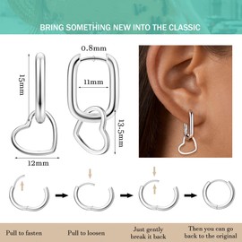Kakonia Silver Hoop Earrings for Women Girls Bee Dangle Dangly Hoop Hypoallergenic Drop Huggie Small Tiny Star Heart Sleeper Cute Earrings Earings for Women