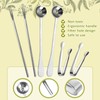 6 Pieces Long Handle Pickle Fork Olive Spoon with Drain
