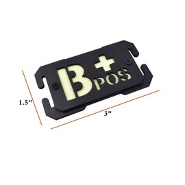 Glow Dark Blood Type A+ Positive POS Reflective Patches Tactical Morale Military Badges with Breach Buckle Mount Fit 1in Molle Webbing (Black B+)